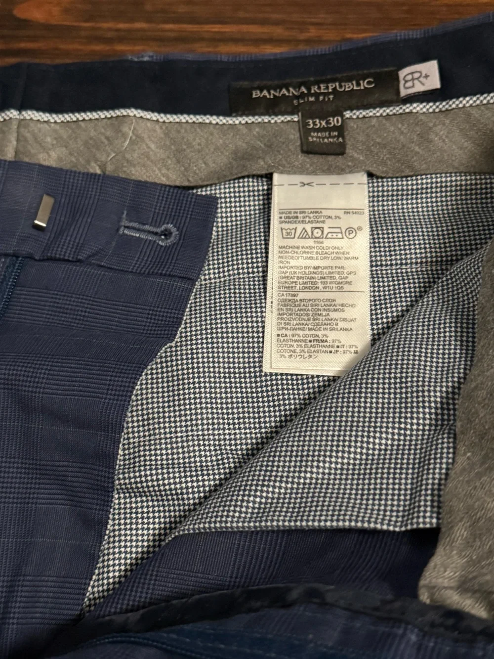 Banana Republic Dress Pants in Slate Blue Houndstooth